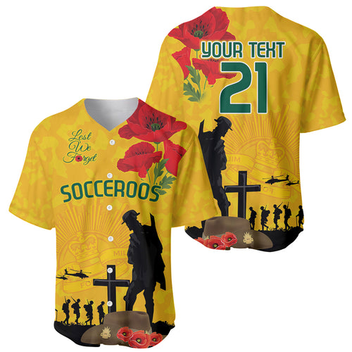 Australia Socceroos Soccer ANZAC Custom Baseball Jersey Gallipoli Soldier With Camouflage Art