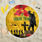 Australia Socceroos Soccer ANZAC Custom Beach Blanket Gallipoli Soldier With Camouflage Art