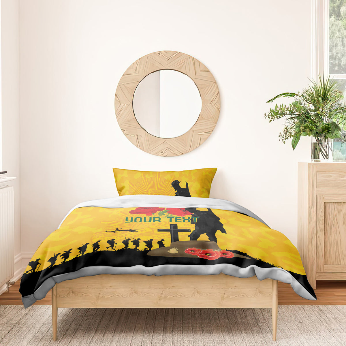 Australia Socceroos Soccer ANZAC Custom Bedding Set Gallipoli Soldier With Camouflage Art