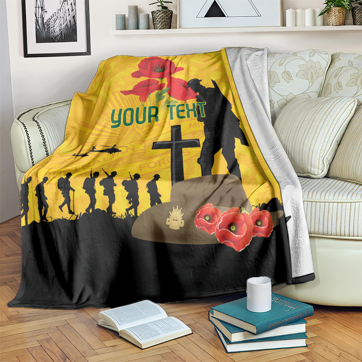 Australia Socceroos Soccer ANZAC Custom Blanket Gallipoli Soldier With Camouflage Art