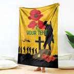Australia Socceroos Soccer ANZAC Custom Blanket Gallipoli Soldier With Camouflage Art