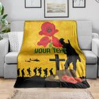 Australia Socceroos Soccer ANZAC Custom Blanket Gallipoli Soldier With Camouflage Art