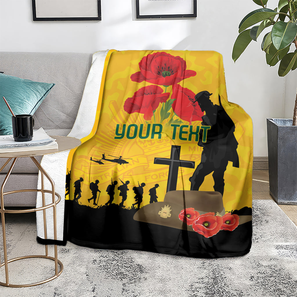 Australia Socceroos Soccer ANZAC Custom Blanket Gallipoli Soldier With Camouflage Art