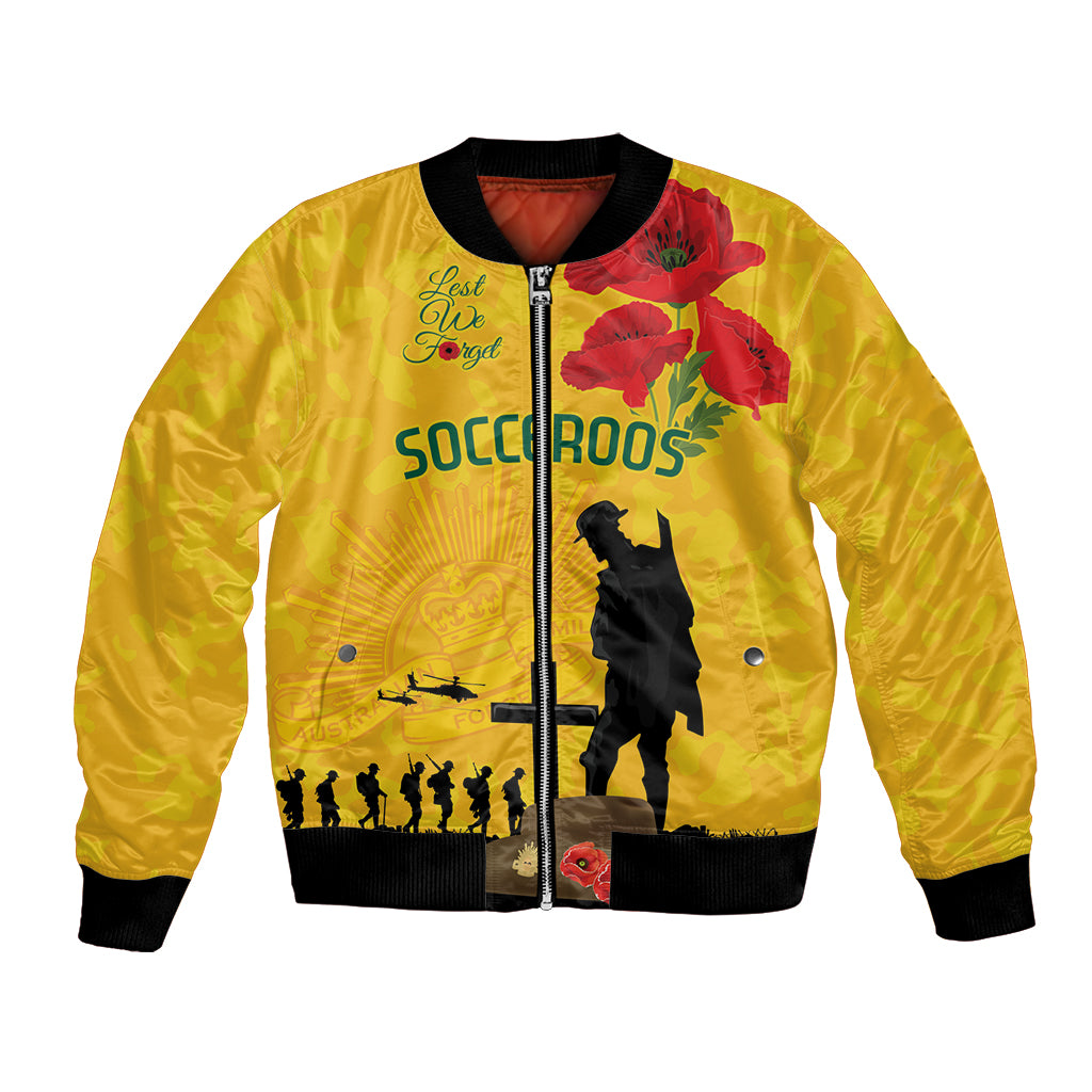 Australia Socceroos Soccer ANZAC Custom Bomber Jacket Gallipoli Soldier With Camouflage Art