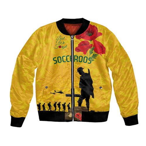 Australia Socceroos Soccer ANZAC Custom Bomber Jacket Gallipoli Soldier With Camouflage Art