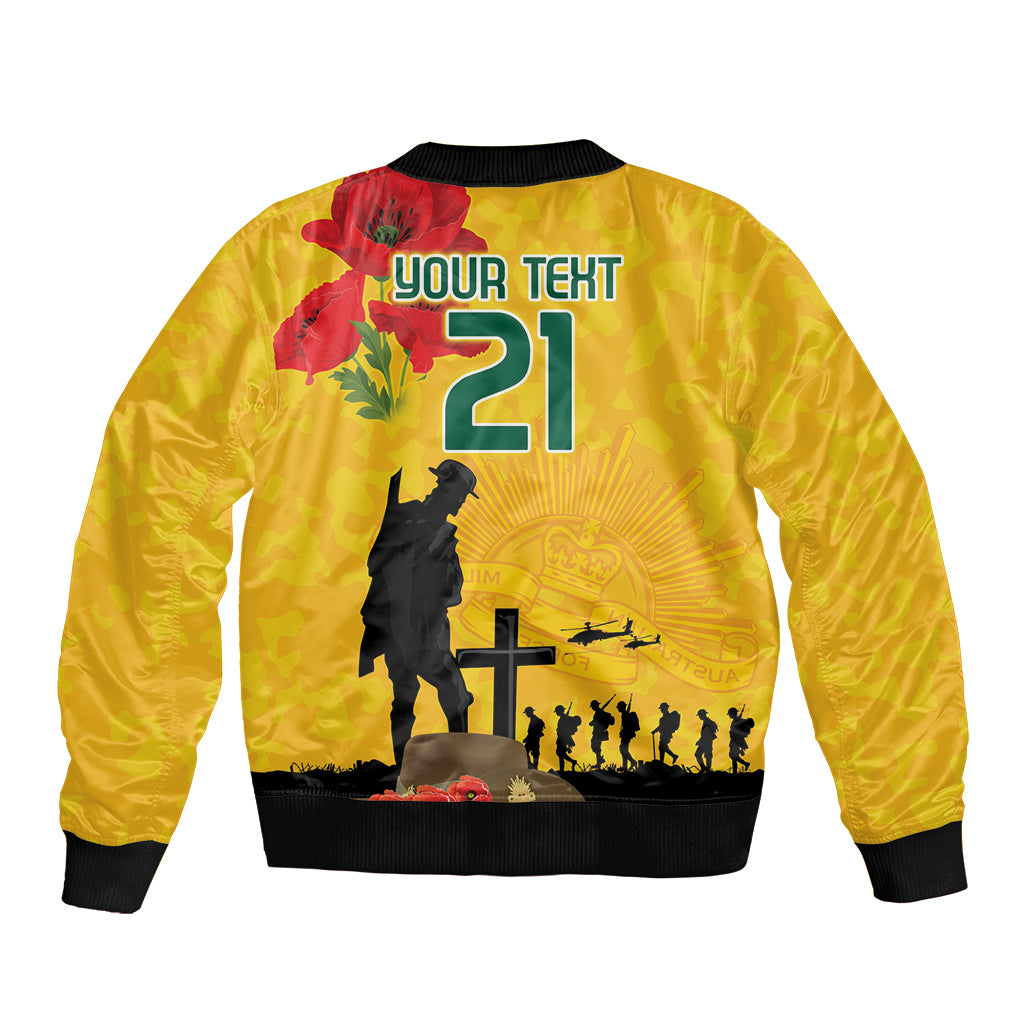 Australia Socceroos Soccer ANZAC Custom Bomber Jacket Gallipoli Soldier With Camouflage Art