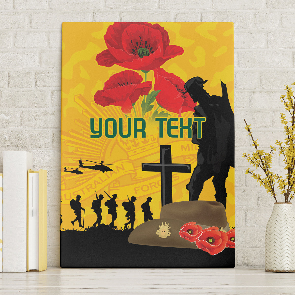 Australia Socceroos Soccer ANZAC Custom Canvas Wall Art Gallipoli Soldier With Camouflage Art