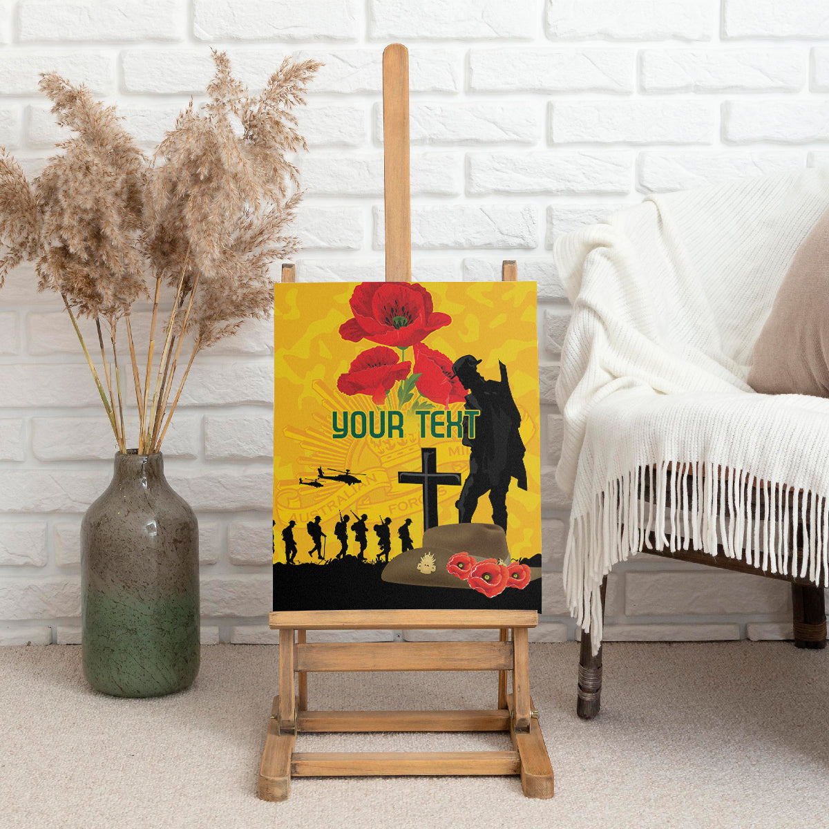 Australia Socceroos Soccer ANZAC Custom Canvas Wall Art Gallipoli Soldier With Camouflage Art