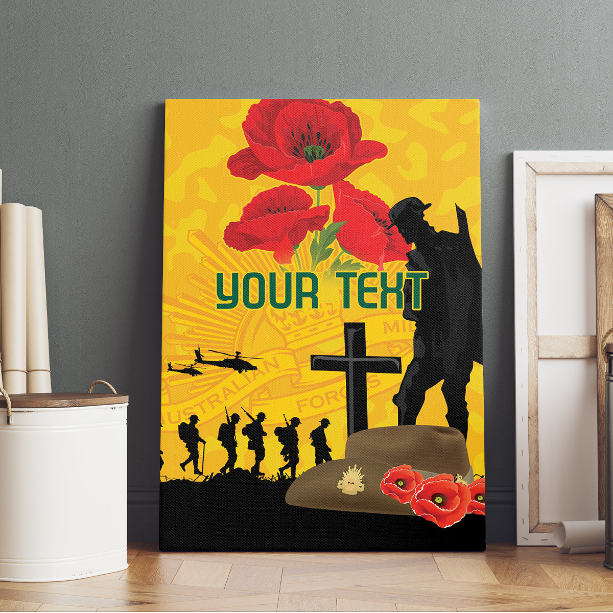 Australia Socceroos Soccer ANZAC Custom Canvas Wall Art Gallipoli Soldier With Camouflage Art