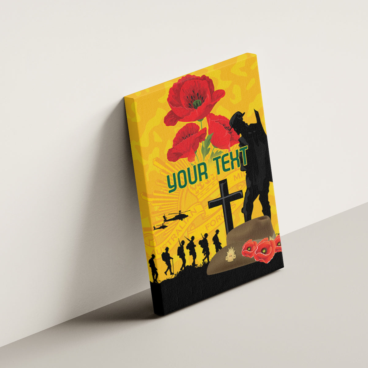 Australia Socceroos Soccer ANZAC Custom Canvas Wall Art Gallipoli Soldier With Camouflage Art