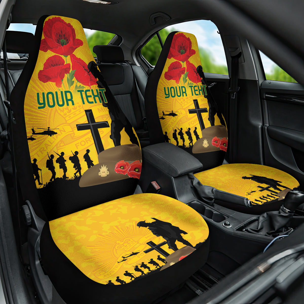 Australia Socceroos Soccer ANZAC Custom Car Seat Cover Gallipoli Soldier With Camouflage Art