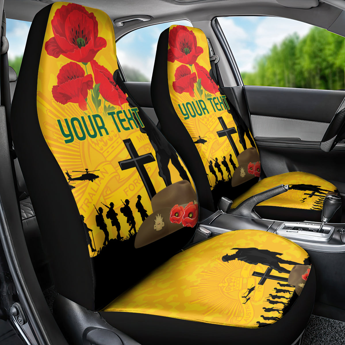 Australia Socceroos Soccer ANZAC Custom Car Seat Cover Gallipoli Soldier With Camouflage Art