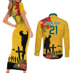 Australia Socceroos Soccer ANZAC Custom Couples Matching Short Sleeve Bodycon Dress and Long Sleeve Button Shirt Gallipoli Soldier With Camouflage Art