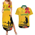 Australia Socceroos Soccer ANZAC Custom Couples Matching Summer Maxi Dress and Hawaiian Shirt Gallipoli Soldier With Camouflage Art