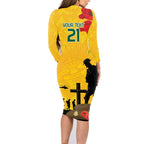 Australia Socceroos Soccer ANZAC Custom Family Matching Long Sleeve Bodycon Dress and Hawaiian Shirt Gallipoli Soldier With Camouflage Art