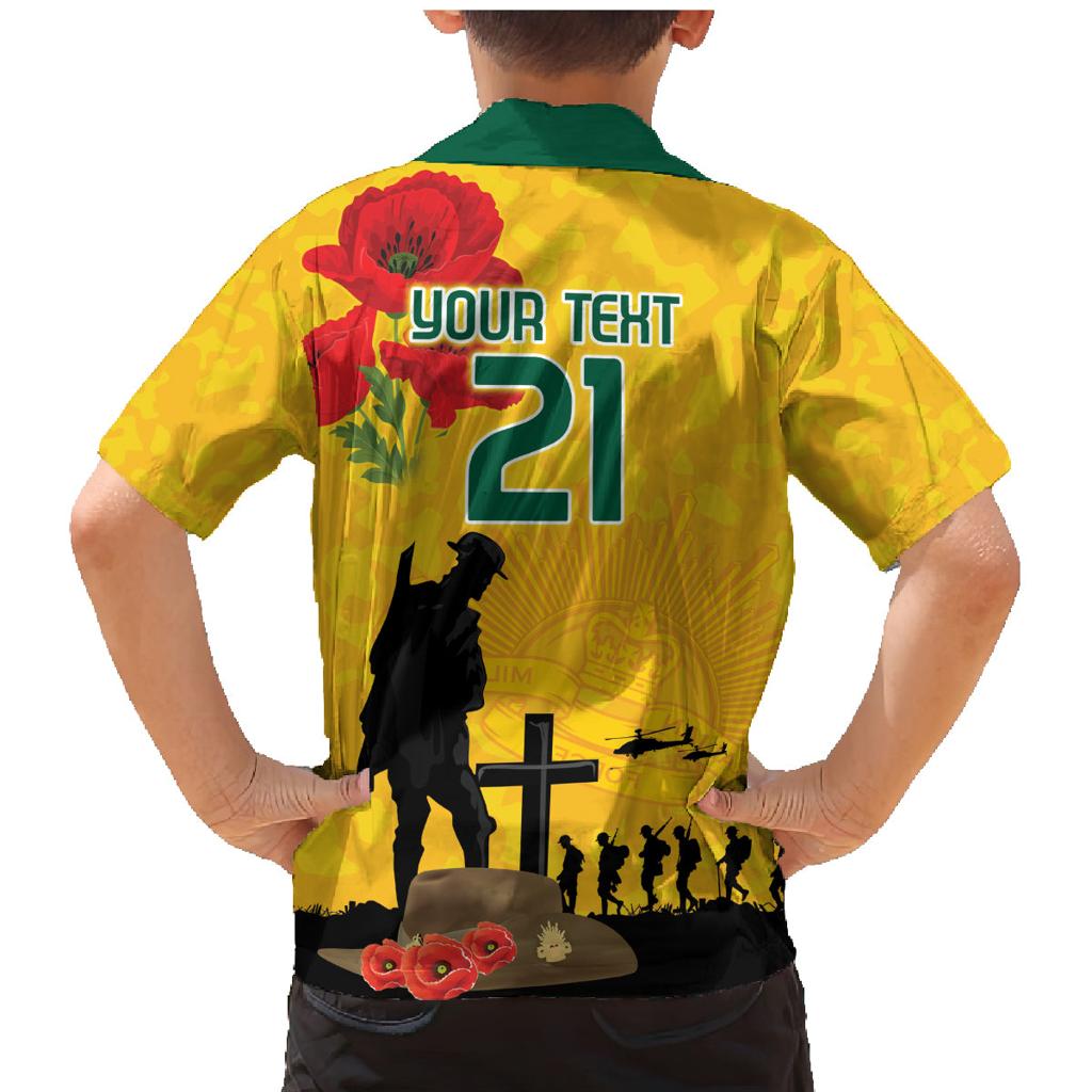 Australia Socceroos Soccer ANZAC Custom Family Matching Mermaid Dress and Hawaiian Shirt Gallipoli Soldier With Camouflage Art