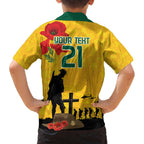 Australia Socceroos Soccer ANZAC Custom Family Matching Puletasi and Hawaiian Shirt Gallipoli Soldier With Camouflage Art