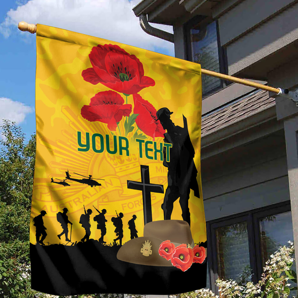 Australia Socceroos Soccer ANZAC Custom Garden Flag Gallipoli Soldier With Camouflage Art