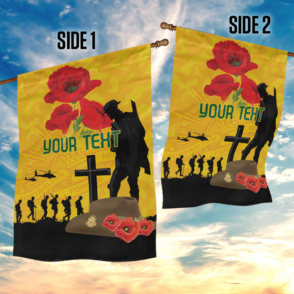 Australia Socceroos Soccer ANZAC Custom Garden Flag Gallipoli Soldier With Camouflage Art