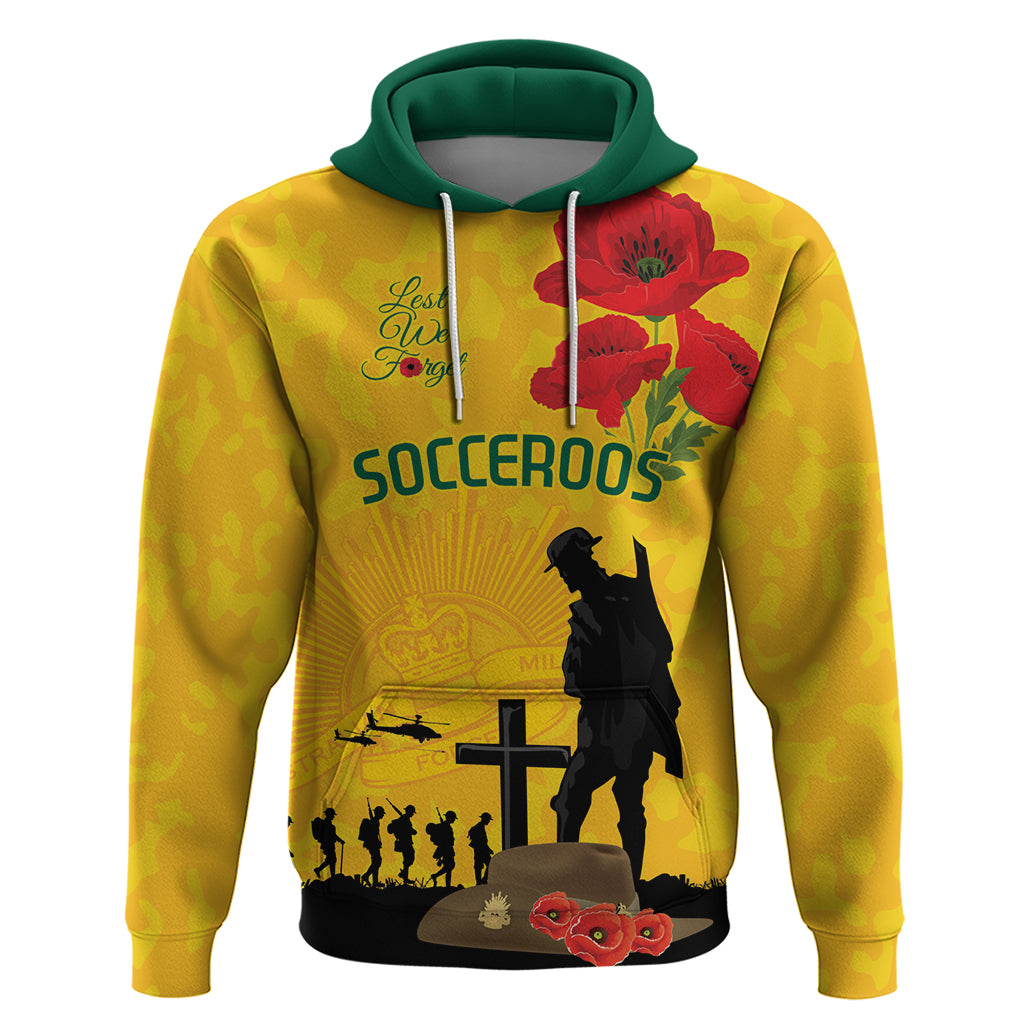 Australia Socceroos Soccer ANZAC Custom Hoodie Gallipoli Soldier With Camouflage Art