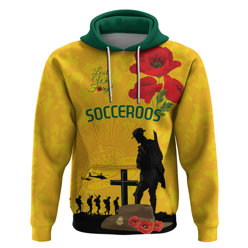 Australia Socceroos Soccer ANZAC Custom Hoodie Gallipoli Soldier With Camouflage Art