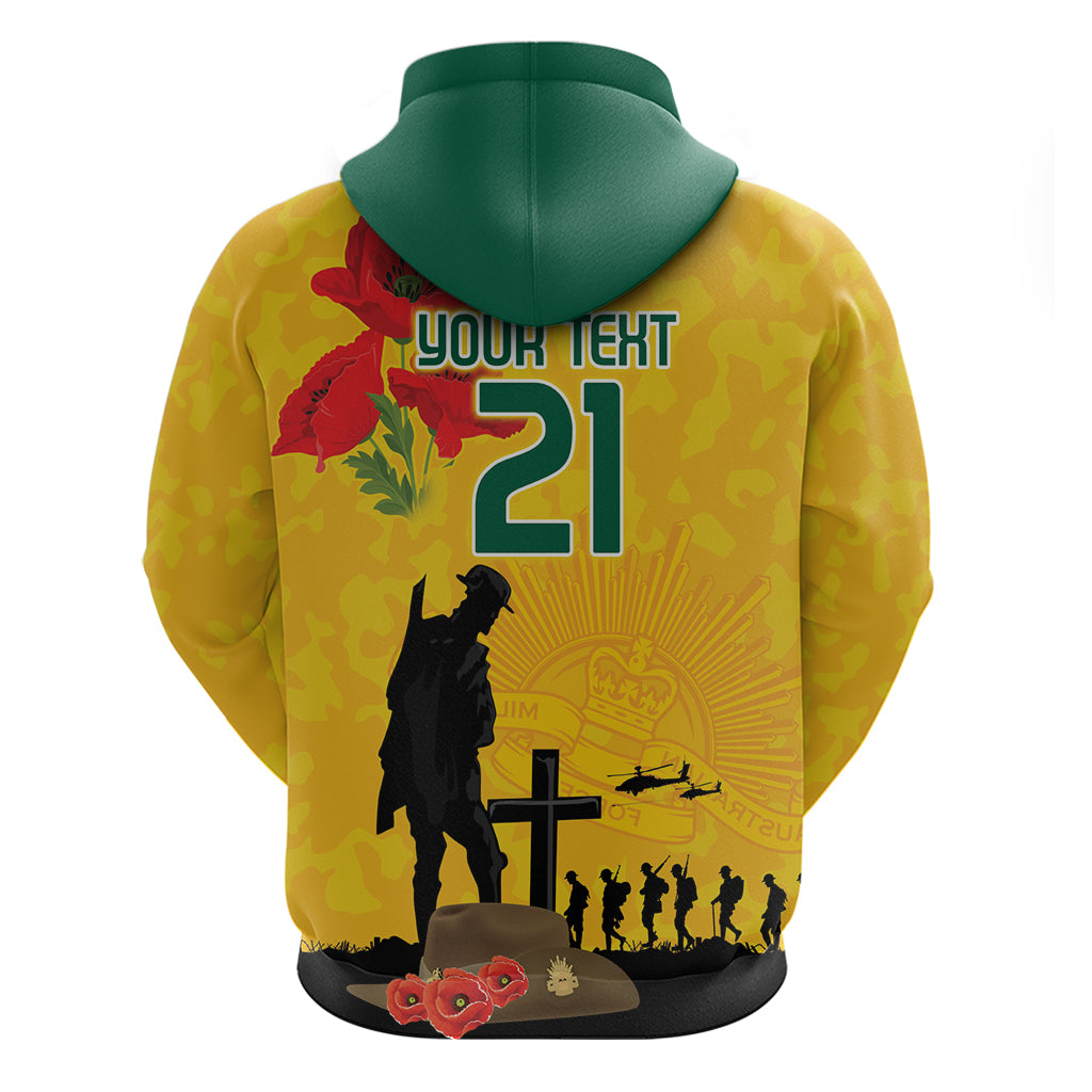 Australia Socceroos Soccer ANZAC Custom Hoodie Gallipoli Soldier With Camouflage Art