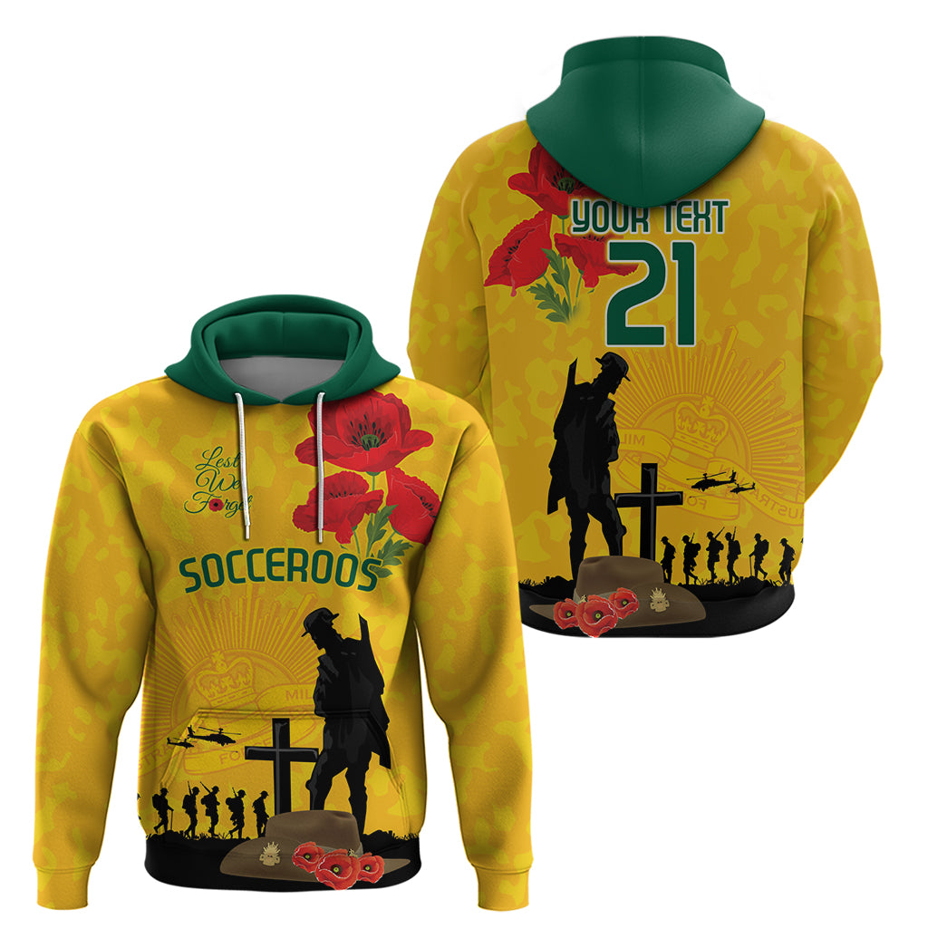 Australia Socceroos Soccer ANZAC Custom Hoodie Gallipoli Soldier With Camouflage Art