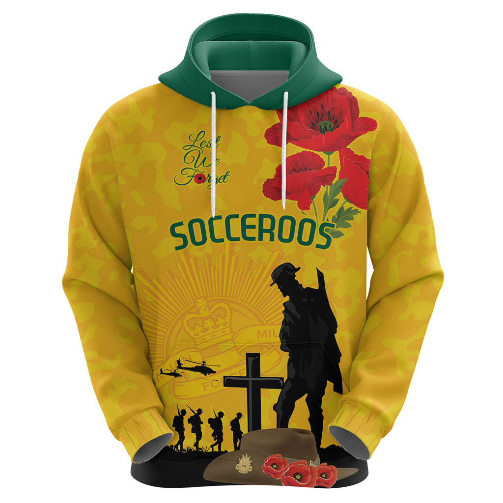 Australia Socceroos Soccer ANZAC Custom Hoodie Gallipoli Soldier With Camouflage Art