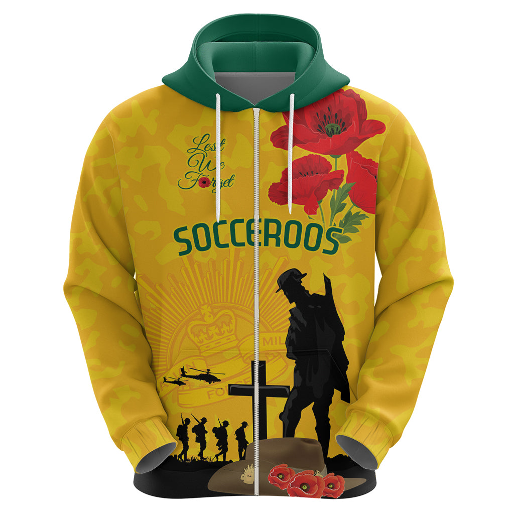 Australia Socceroos Soccer ANZAC Custom Hoodie Gallipoli Soldier With Camouflage Art