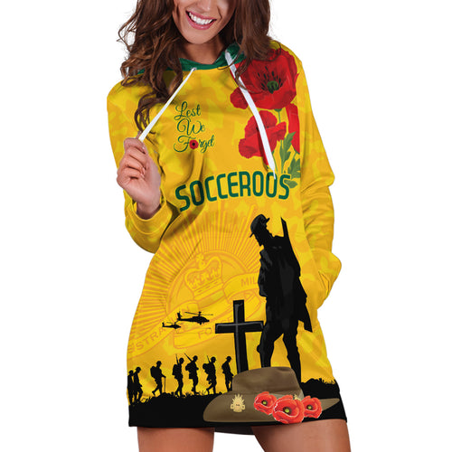 Australia Socceroos Soccer ANZAC Custom Hoodie Dress Gallipoli Soldier With Camouflage Art