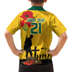 Australia Socceroos Soccer ANZAC Custom Kid Hawaiian Shirt Gallipoli Soldier With Camouflage Art