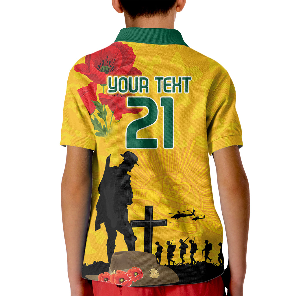 Australia Socceroos Soccer ANZAC Custom Kid Polo Shirt Gallipoli Soldier With Camouflage Art