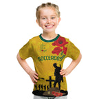 Australia Socceroos Soccer ANZAC Custom Kid T Shirt Gallipoli Soldier With Camouflage Art