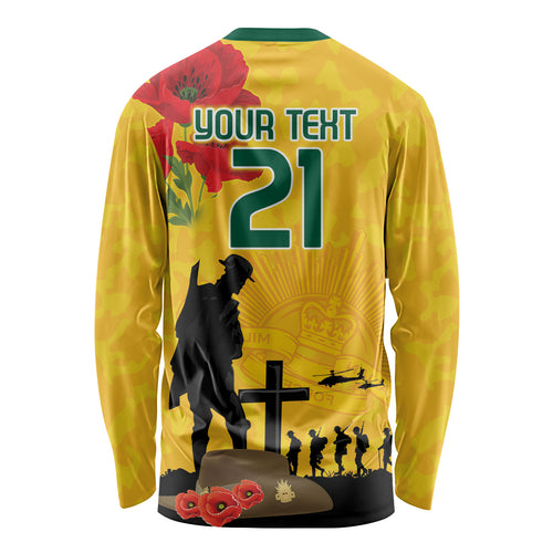 Australia Socceroos Soccer ANZAC Custom Long Sleeve Shirt Gallipoli Soldier With Camouflage Art