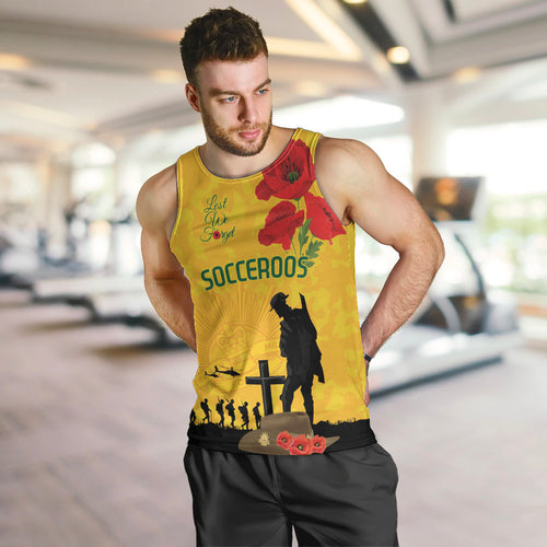 Australia Socceroos Soccer ANZAC Custom Men Tank Top Gallipoli Soldier With Camouflage Art