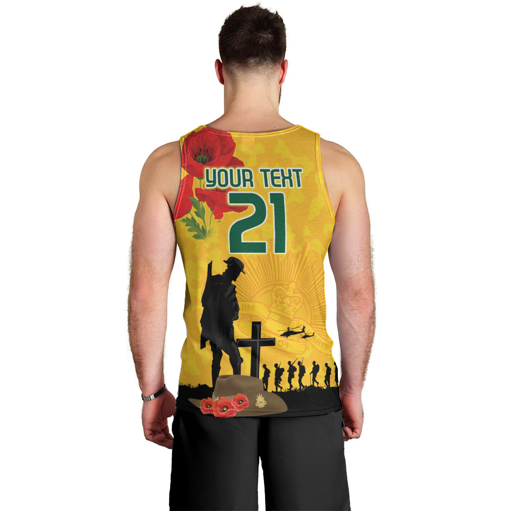 Australia Socceroos Soccer ANZAC Custom Men Tank Top Gallipoli Soldier With Camouflage Art