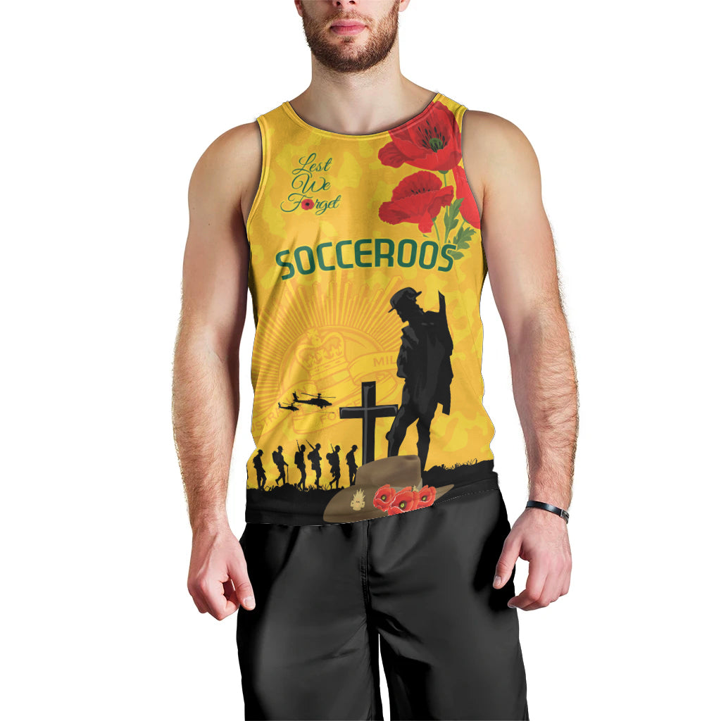 Australia Socceroos Soccer ANZAC Custom Men Tank Top Gallipoli Soldier With Camouflage Art