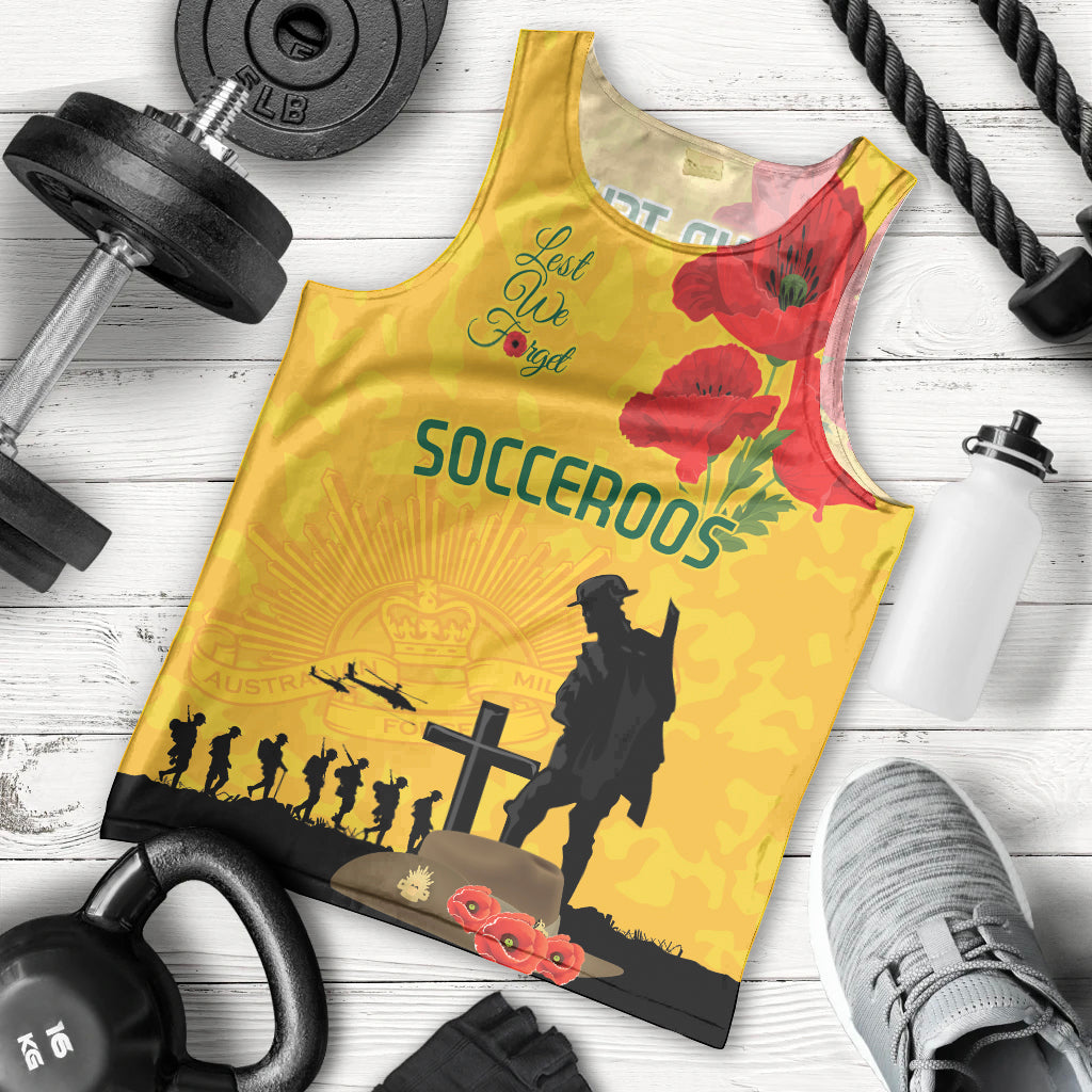 Australia Socceroos Soccer ANZAC Custom Men Tank Top Gallipoli Soldier With Camouflage Art