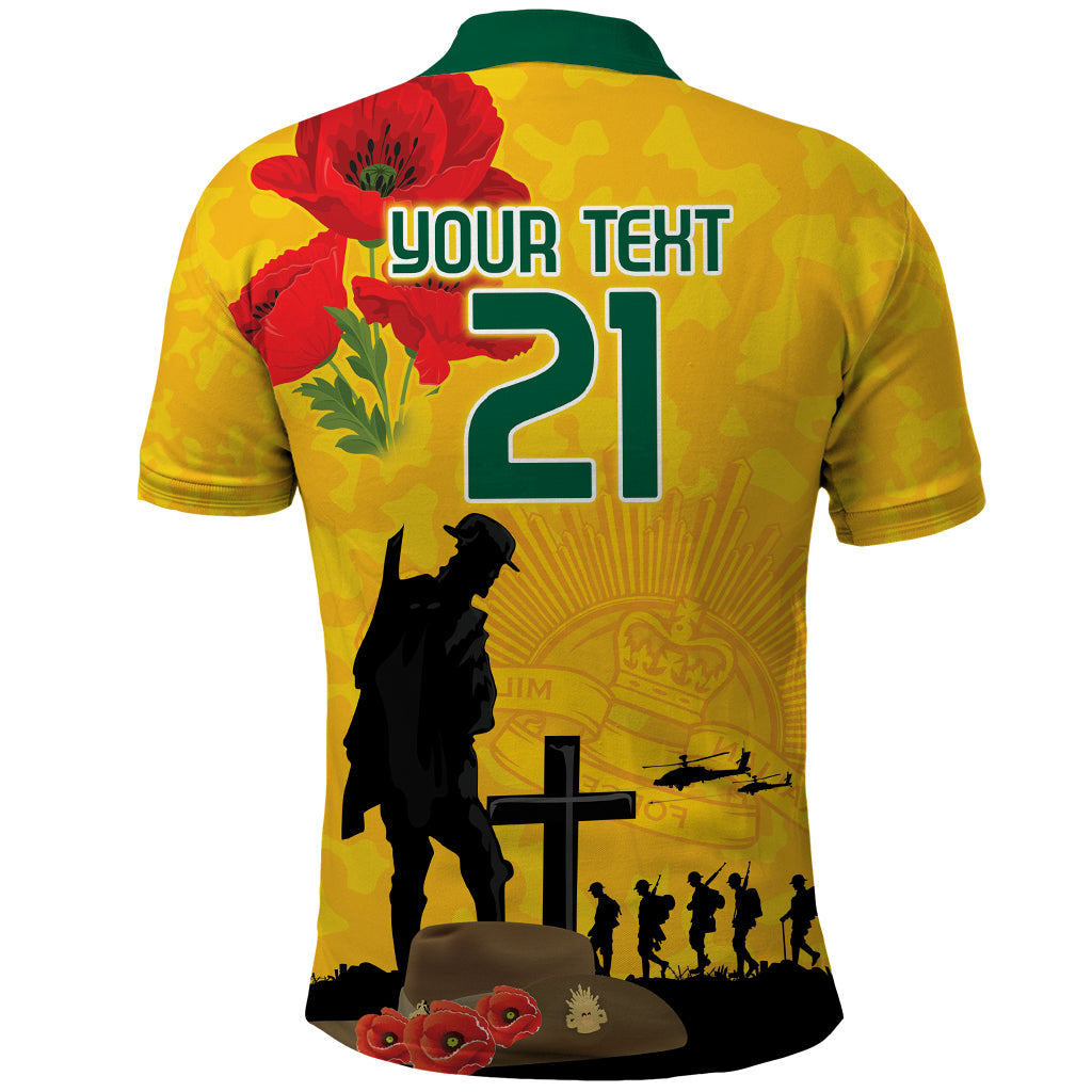 Australia Socceroos Soccer ANZAC Custom Polo Shirt Gallipoli Soldier With Camouflage Art