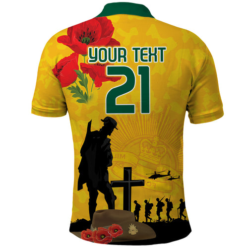 Australia Socceroos Soccer ANZAC Custom Polo Shirt Gallipoli Soldier With Camouflage Art