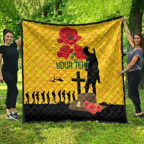 Australia Socceroos Soccer ANZAC Custom Quilt Gallipoli Soldier With Camouflage Art