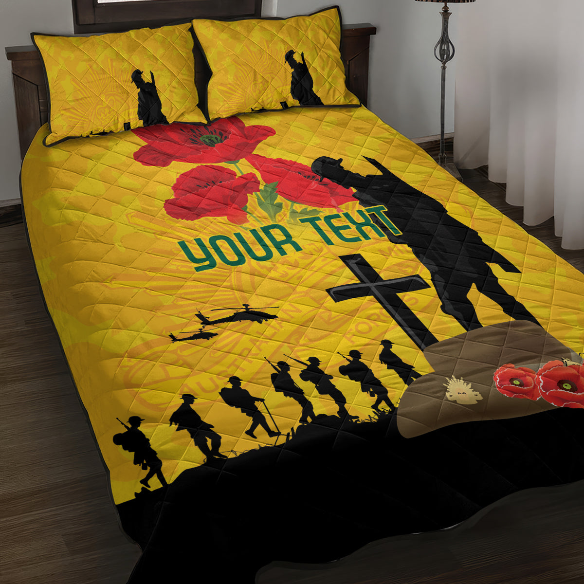 Australia Socceroos Soccer ANZAC Custom Quilt Bed Set Gallipoli Soldier With Camouflage Art