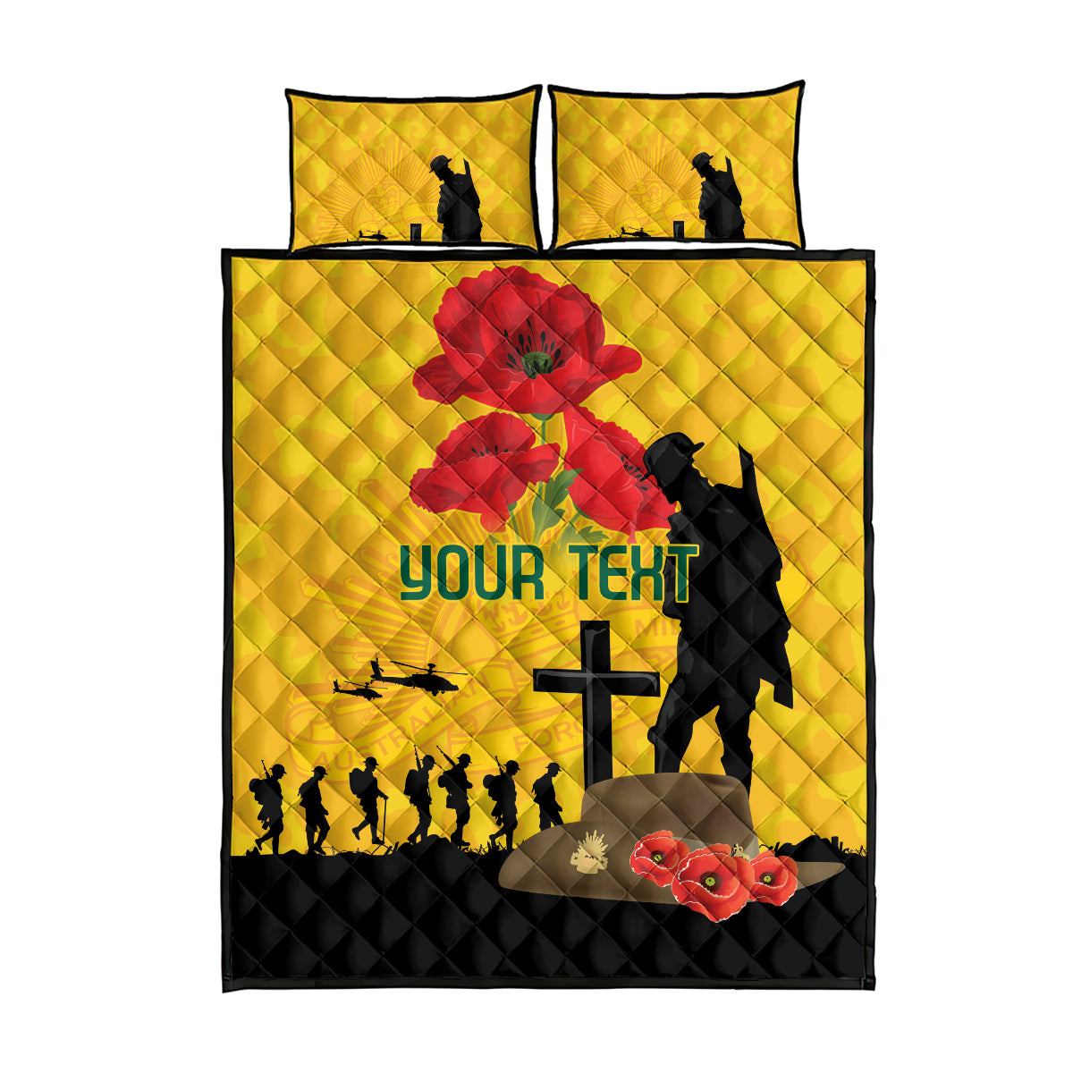 Australia Socceroos Soccer ANZAC Custom Quilt Bed Set Gallipoli Soldier With Camouflage Art