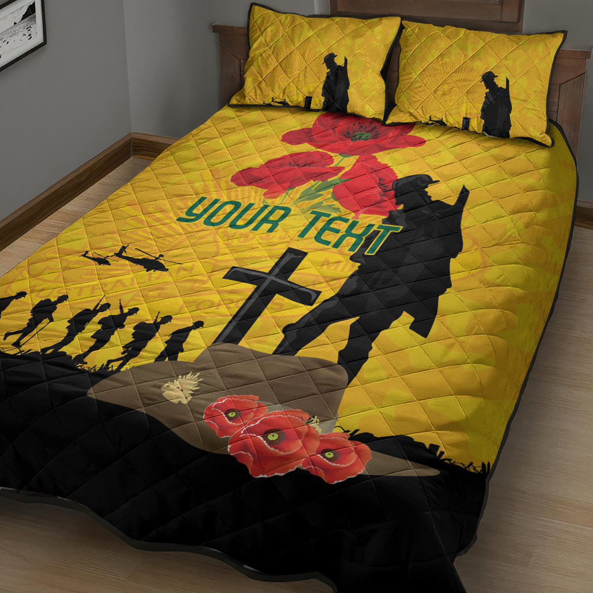 Australia Socceroos Soccer ANZAC Custom Quilt Bed Set Gallipoli Soldier With Camouflage Art