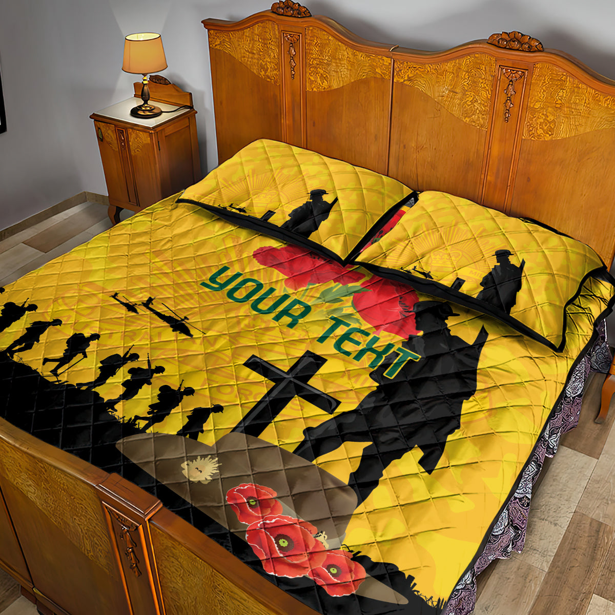 Australia Socceroos Soccer ANZAC Custom Quilt Bed Set Gallipoli Soldier With Camouflage Art