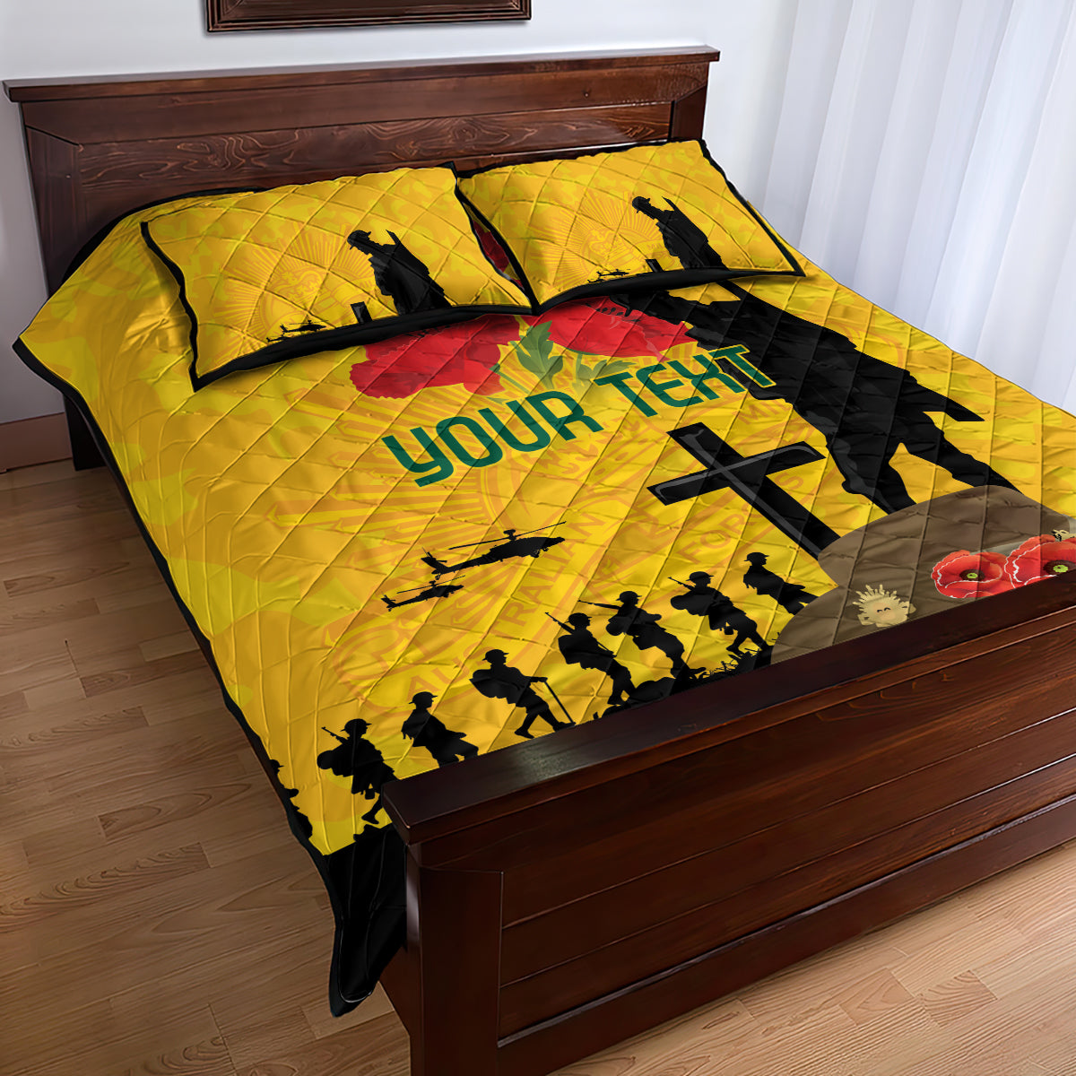 Australia Socceroos Soccer ANZAC Custom Quilt Bed Set Gallipoli Soldier With Camouflage Art
