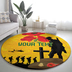 Australia Socceroos Soccer ANZAC Custom Round Carpet Gallipoli Soldier With Camouflage Art