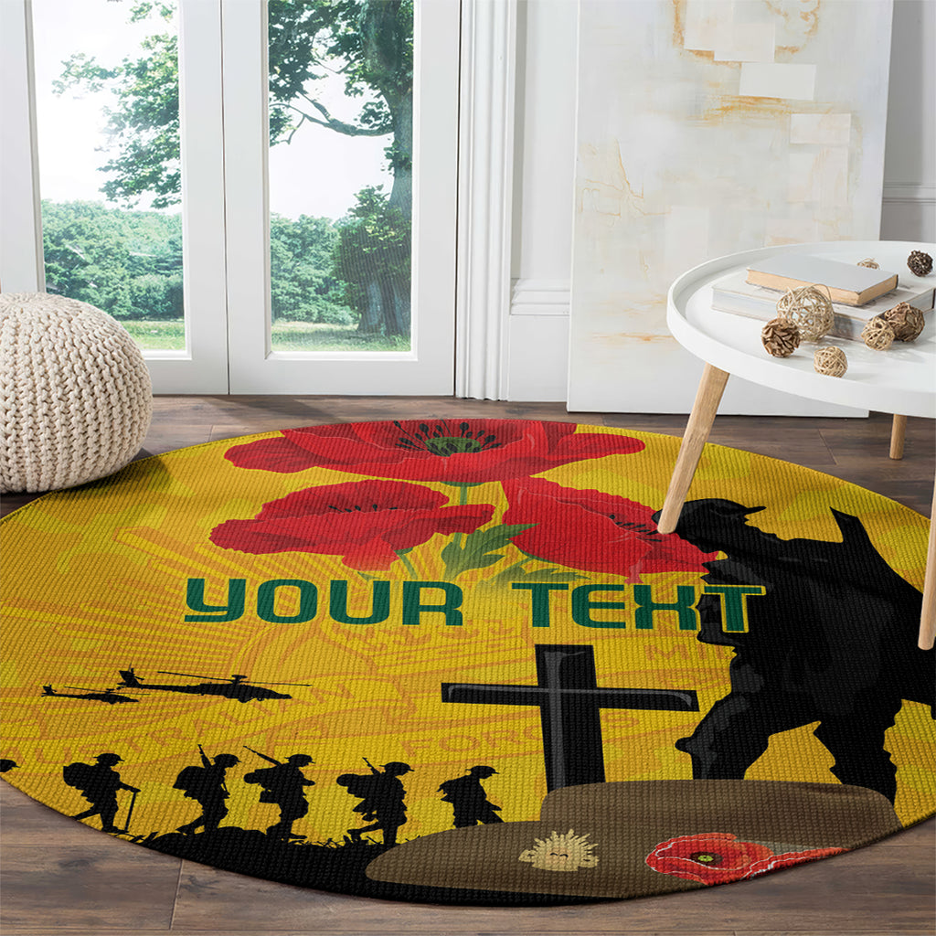 Australia Socceroos Soccer ANZAC Custom Round Carpet Gallipoli Soldier With Camouflage Art