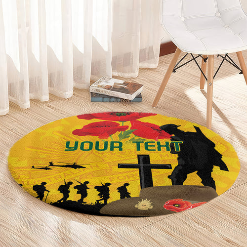 Australia Socceroos Soccer ANZAC Custom Round Carpet Gallipoli Soldier With Camouflage Art