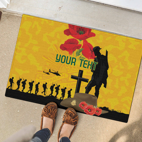 Australia Socceroos Soccer ANZAC Custom Rubber Doormat Gallipoli Soldier With Camouflage Art